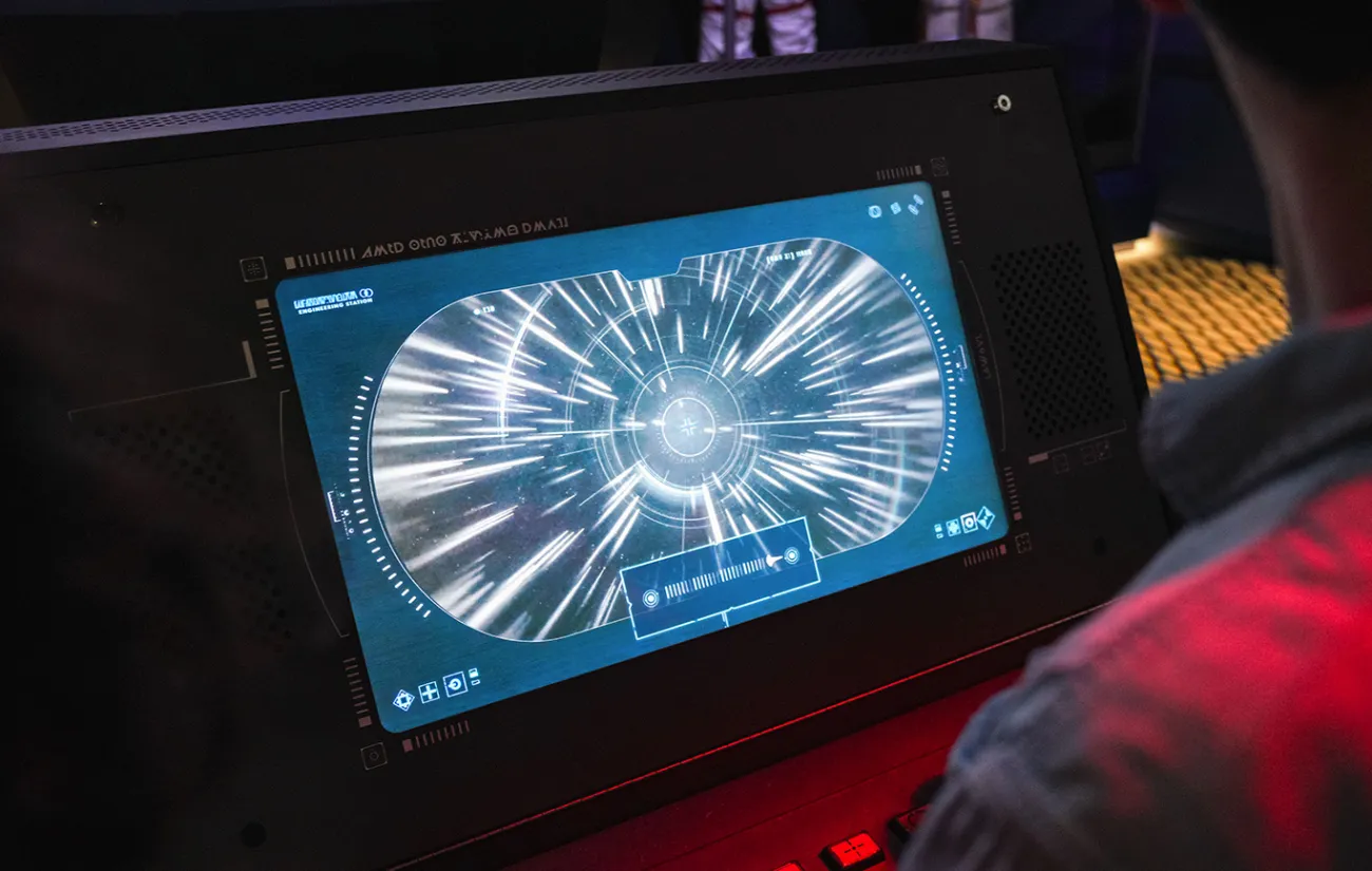 A person using the Warp Core interactive at the Science Museum