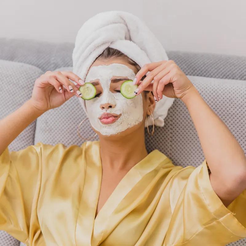 Woman with face mask